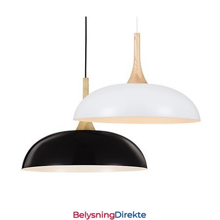 Mini Kunstnerisk Pendellampe Med 1 Lys, Moderne Enkelhet, Svart/Hvit Finish, Aluminium Og Tre