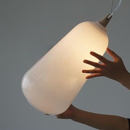 Melkehvit Glassflaske Pendellampe Naturlig Kurvet