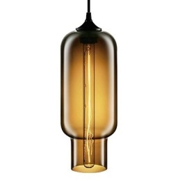 70W Moderne Glasspendellampe I Brunt Bobledesign