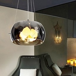 Moderne, Sjarmerende Taklampe I Italiensk Stil Med 3 Lys Og Svart, Gjennomsiktig Skjerm