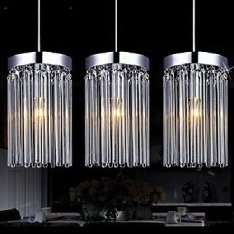 Moderne Pendellampe Med 3 Lys Og Glassstang