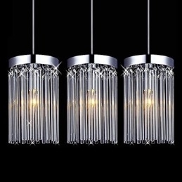 Moderne Pendellampe Med 3 Lys Og Glassstang