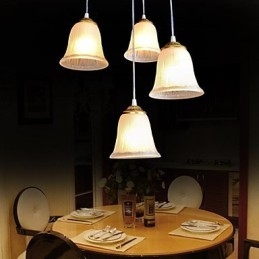Bronse Anheng Med Fire Lys Mønster Glassskjerm Europeisk Retro Klassisk
