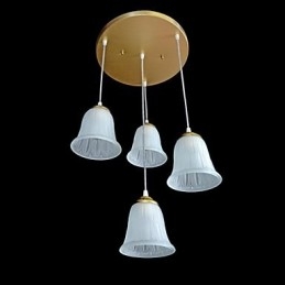 Bronse Anheng Med Fire Lys Mønster Glassskjerm Europeisk Retro Klassisk