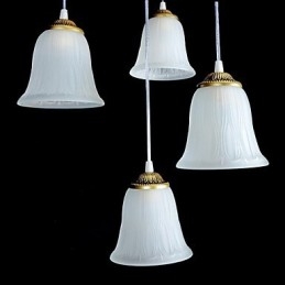 Bronse Anheng Med Fire Lys Mønster Glassskjerm Europeisk Retro Klassisk