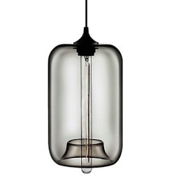 70W Gjennomsiktig Glasspendellampe I Svart Bobledesign