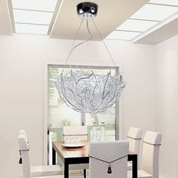 Moderne, Moderne Sølvfarget Metallpendellampe