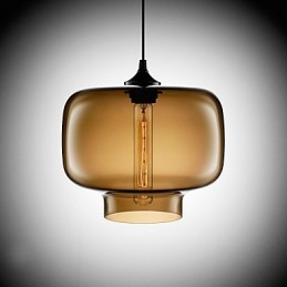 70W Moderne Glasspendellampe I Brunt, Gjennomsiktig Flaskedesign