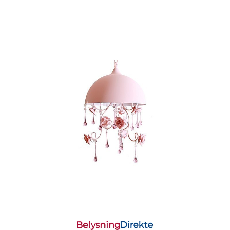En Liten Rosa Rosehagelysekronelampe Iron Princess