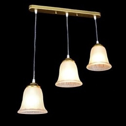 Bronse Anheng Med Tre Lys Mønster Glassskjerm Europeisk Retro Klassisk