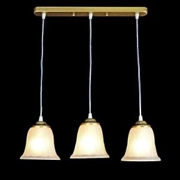 Bronse Anheng Med Tre Lys Mønster Glassskjerm Europeisk Retro Klassisk