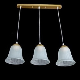 Bronse Anheng Med Tre Lys Mønster Glassskjerm Europeisk Retro Klassisk