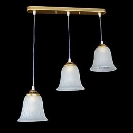 Bronse Anheng Med Tre Lys Mønster Glassskjerm Europeisk Retro Klassisk