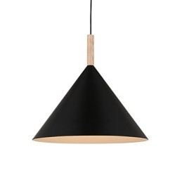 Mini Kunstnerisk Kjegleformet Pendellampe Med 1 Lys, Moderne Enkelhetsfinish, Svart/Hvit, Aluminium Og Tre