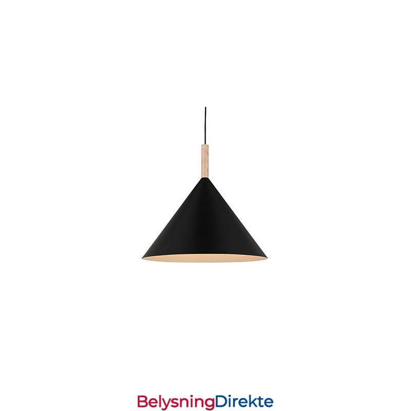 Mini Kunstnerisk Kjegleformet Pendellampe Med 1 Lys, Moderne Enkelhetsfinish, Svart/Hvit, Aluminium Og Tre