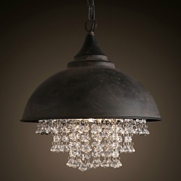 Loft Pendellampe Krystall Retro Kaffelampe Garasje Metall