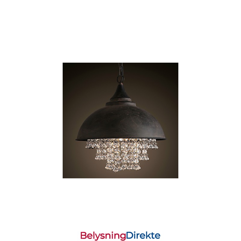 Loft Pendellampe Krystall Retro Kaffelampe Garasje Metall