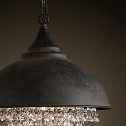 Loft Pendellampe Krystall Retro Kaffelampe Garasje Metall