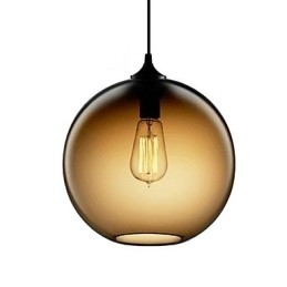 Moderne Glasspendellampe I Rund Brun Bobledesign