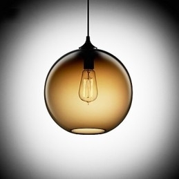 Moderne Glasspendellampe I Rund Brun Bobledesign