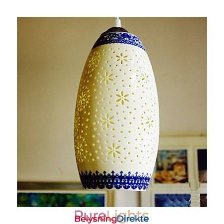 Retro Keramisk Lampe Trappelampe Blå Enkelt Hode Lysekrone Kreativ