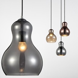 Kalebasformet Pendellampe 1 Lys Moderne Simplicity Gyllen Krom Rosegull Rav Røykgrå Glass Og Karbonstål