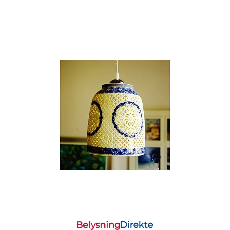 Retro Keramisk Lampe Trappelampe Blå Enkelt Hode Lysekrone Kreativ