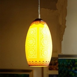 Retro Keramisk Lampe Trappelampe Blå Enkelt Hode Lysekrone Kreativ