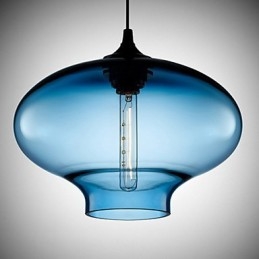 1 Lys Moderne Glass Hvit Og Blå Gjennomsiktig Pendellampe