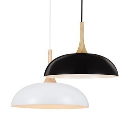 Mini Kunstnerisk Pendellampe Med 1 Lys, Moderne Enkelhet, Svart/Hvit Finish, Aluminium Og Tre