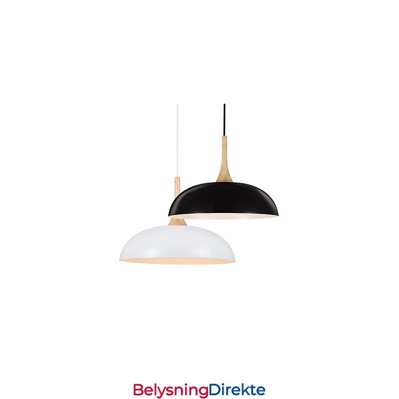 Mini Kunstnerisk Pendellampe Med 1 Lys, Moderne Enkelhet, Svart/Hvit Finish, Aluminium Og Tre