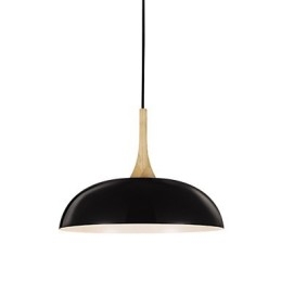 Mini Kunstnerisk Pendellampe Med 1 Lys, Moderne Enkelhet, Svart/Hvit Finish, Aluminium Og Tre