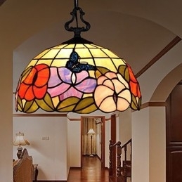 Landlig Kreativ Kunst, Lysekrone I Farget Glass, Restaurering Av Gamle Skikker, Lampelys