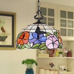 Landlig Kreativ Kunst, Lysekrone I Farget Glass, Restaurering Av Gamle Skikker, Lampelys