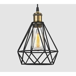 Industriell Wire Cage Pendelamp Kafeloft Lagerbelysning Svart Ledning