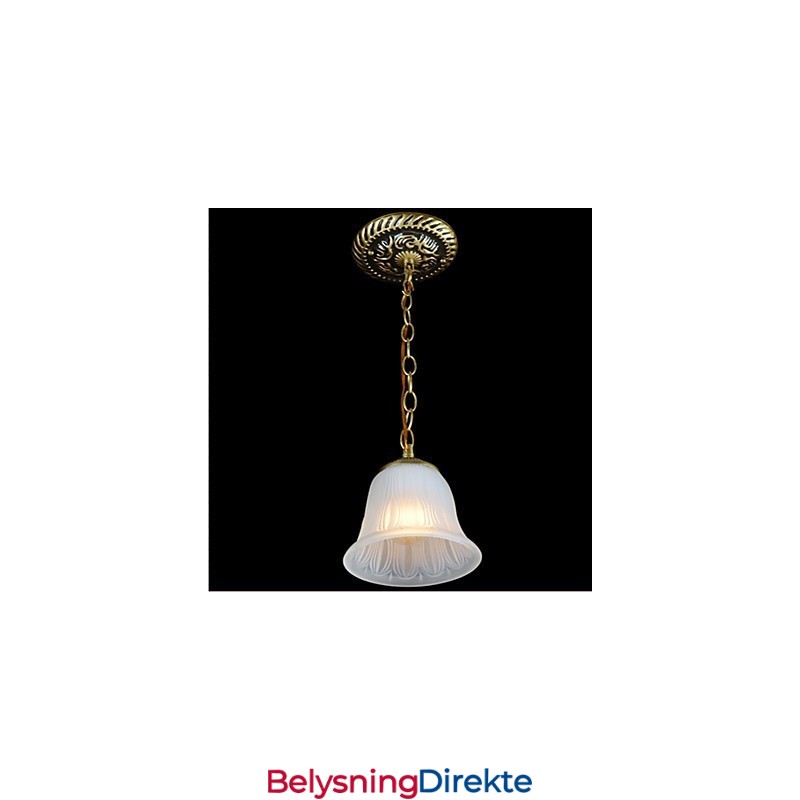 Bronse Pendellampe Mønster Glassskjerm Europeisk Retro Klassisk