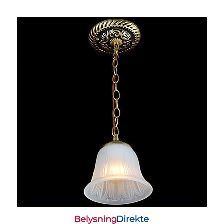 Bronse Pendellampe Mønster Glassskjerm Europeisk Retro Klassisk