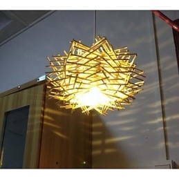 Moderne Og Sammentrukket Droplight Med 1 Lyspære I Tre, Håndvevd