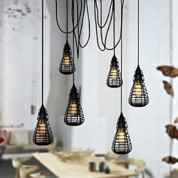 Amerikansk Industriell Kreativ Restaurering Av Gamle Metoder Smijernsburlampe Med Ett Hode