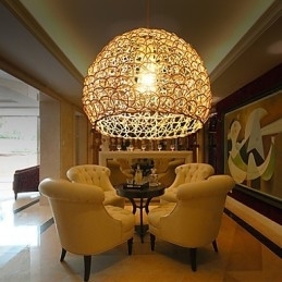 Moderne Landlig Cany Art Vevd Rotting Enkelthodet Droplight-Lampe
