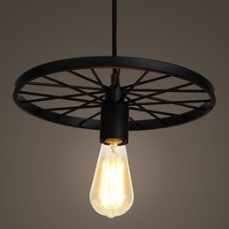 Loft Retro Pendellamper Amerikansk Landlig Smijernslysekrone I Industriell Stil Med Hjul