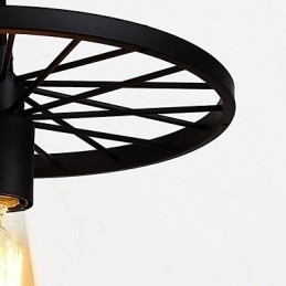 Loft Retro Pendellamper Amerikansk Landlig Smijernslysekrone I Industriell Stil Med Hjul