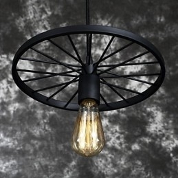 Loft Retro Pendellamper Amerikansk Landlig Smijernslysekrone I Industriell Stil Med Hjul