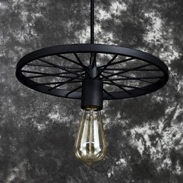 Loft Retro Pendellamper Amerikansk Landlig Smijernslysekrone I Industriell Stil Med Hjul