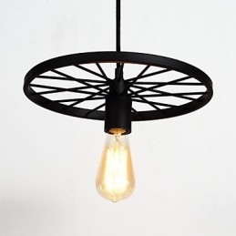 Loft Retro Pendellamper Amerikansk Landlig Smijernslysekrone I Industriell Stil Med Hjul