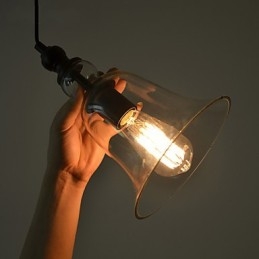 Vintage Industriell Retro Glasslysekrone Kreativ Minimalistisk Nattbordslampe Klar Farge