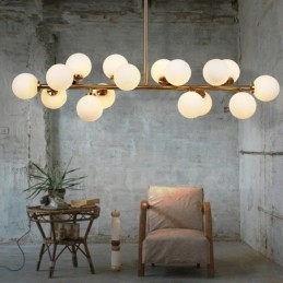 Moderne Samtidslysekrone Med 16 Lys, Glassskjerm Og Lampe