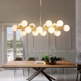 Moderne Samtidslysekrone Med 16 Lys, Glassskjerm Og Lampe