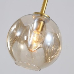 Moderne, Samtidskunstnerisk Lysekrone Med 7 Lys, Skjerm Og Lampe I Klart Glass