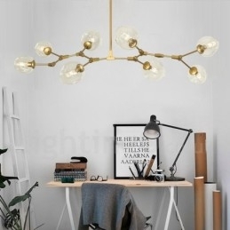 Moderne Lysekrone Med 8 Lys Med Klar Glassskjerm Og Lampe (Svart Gyllen)